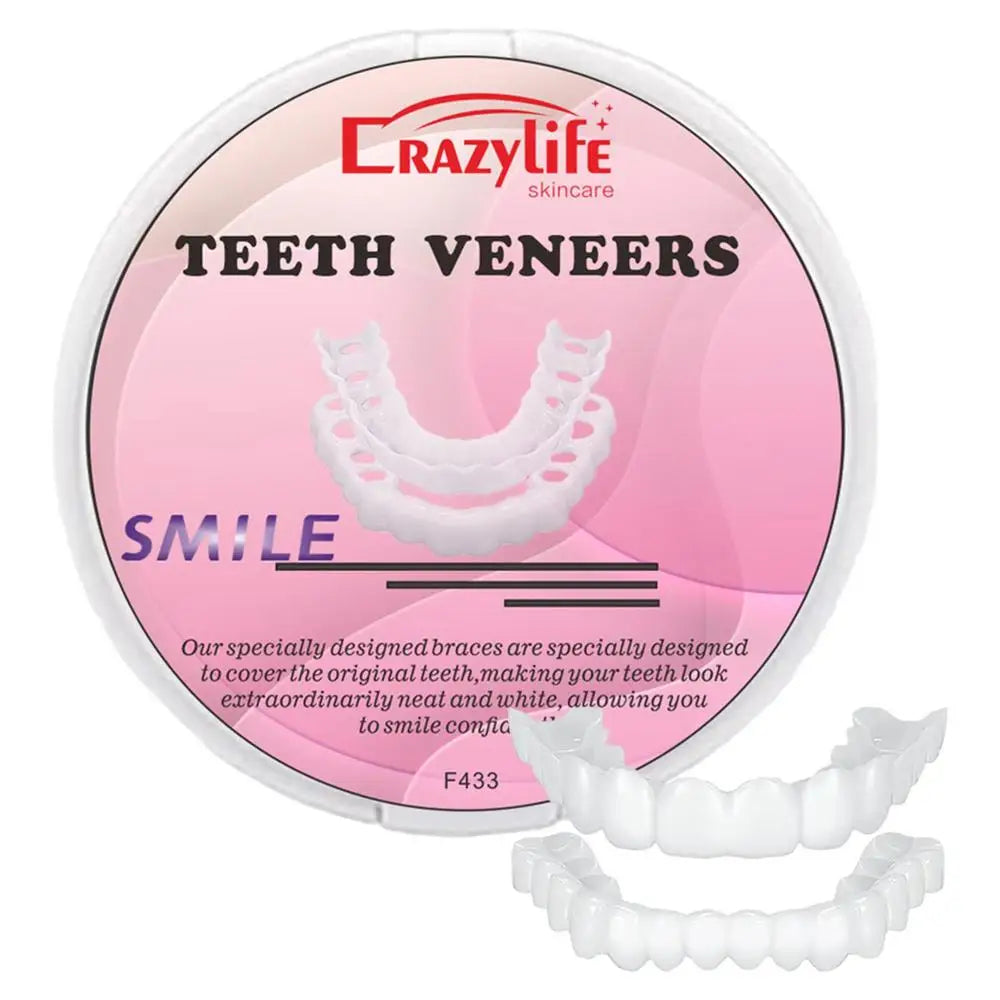 Facetas dentárias CRAZY LIFE embalagem rosa com jogo de folheados SnapOn para dentes branco natural
