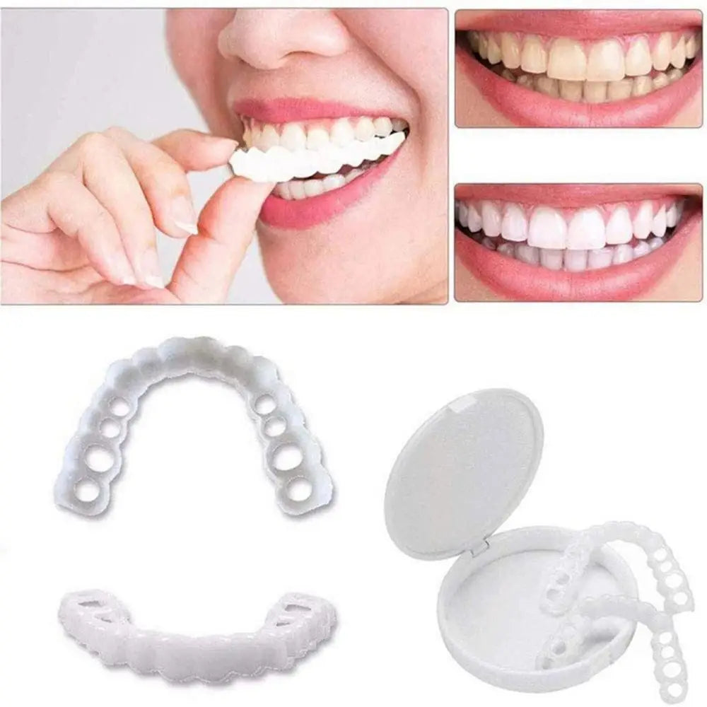 Facetas dentárias CRAZY LIFE folheados SnapOn para dentes removíveis brancos com antes e depois e estojo