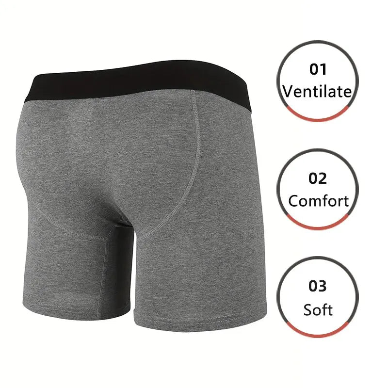 Cuecas boxers esportivas em cinza, confortáveis e macias, com cintura elástica e design ventilado