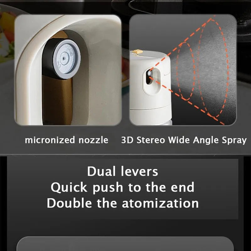 Dispensador de azeite com bico micronizado para spray amplo e eficaz na cozinha