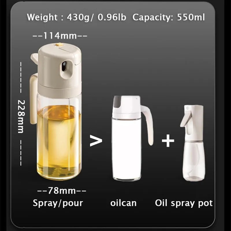 Dispensador de azeite funcional com capacidade de 550ml e design prático para uso culinário