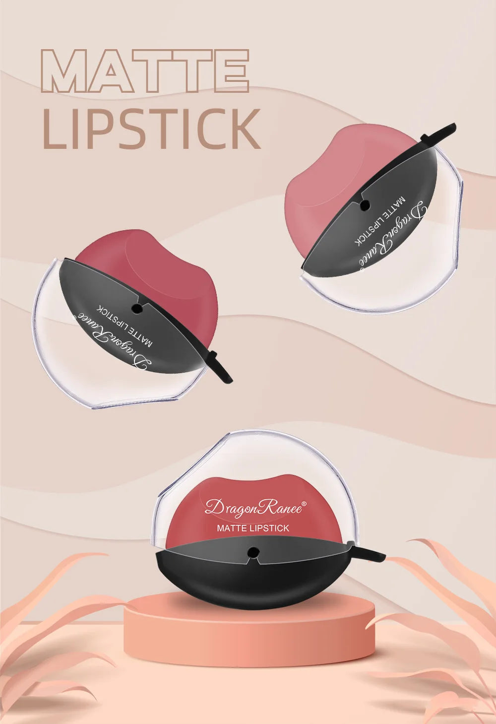 Batom Dragon Ranee matte em embalagem elegante com cores variadas para lábios perfeitos