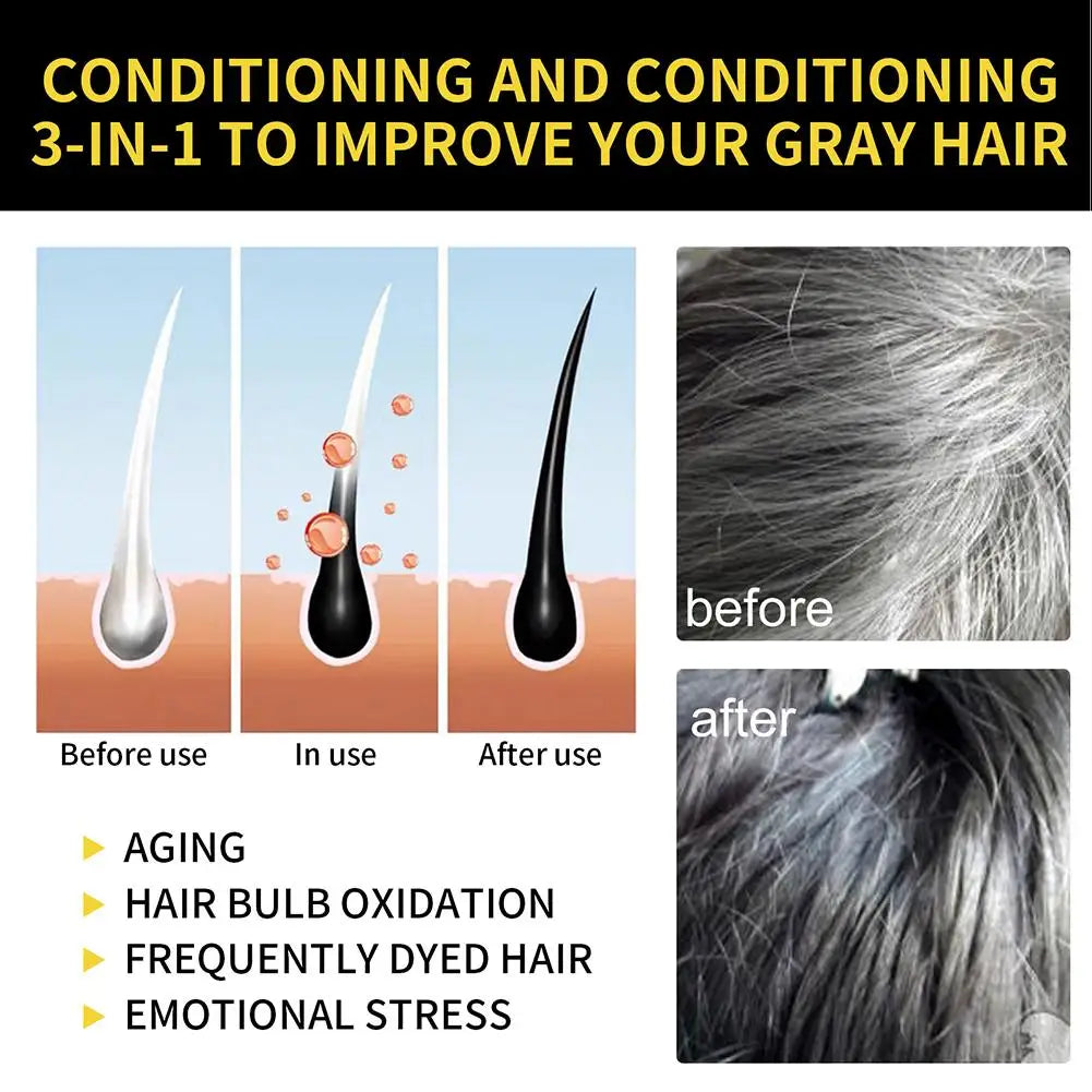 Shampoo tintura de cabelo EELHOE em três etapas para melhorar cabelos grisalhos e danificados