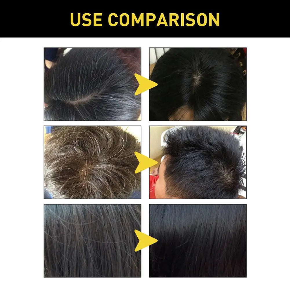 Comparação de uso do shampoo tintura de cabelo EELHOE em diferentes tipos de cabelo com resultados visíveis