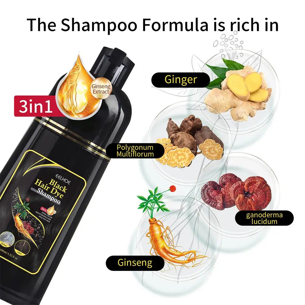 Shampoo tintura de cabelo EELHOE com extrato de ginseng para revitalizar e colorir os fios