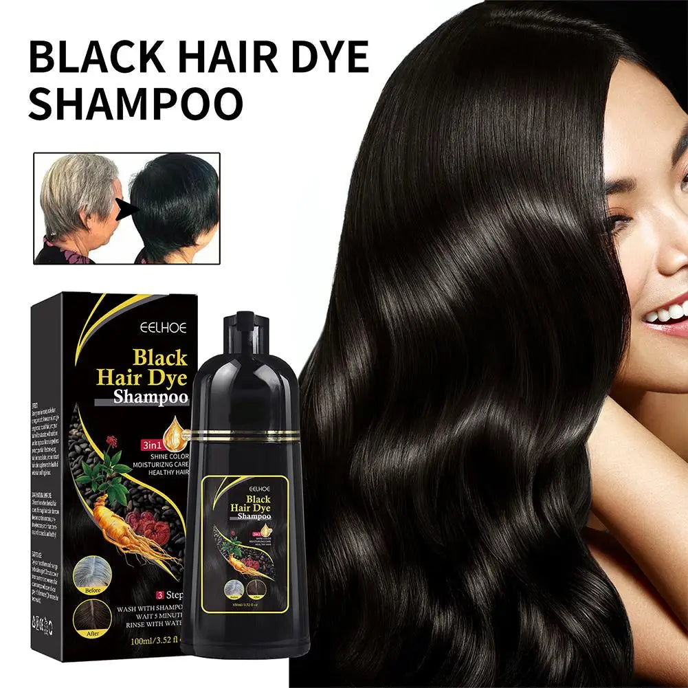Shampoo tintura de cabelo EELHOE em embalagem, ideal para cabelo escuro e tratamento restaurador