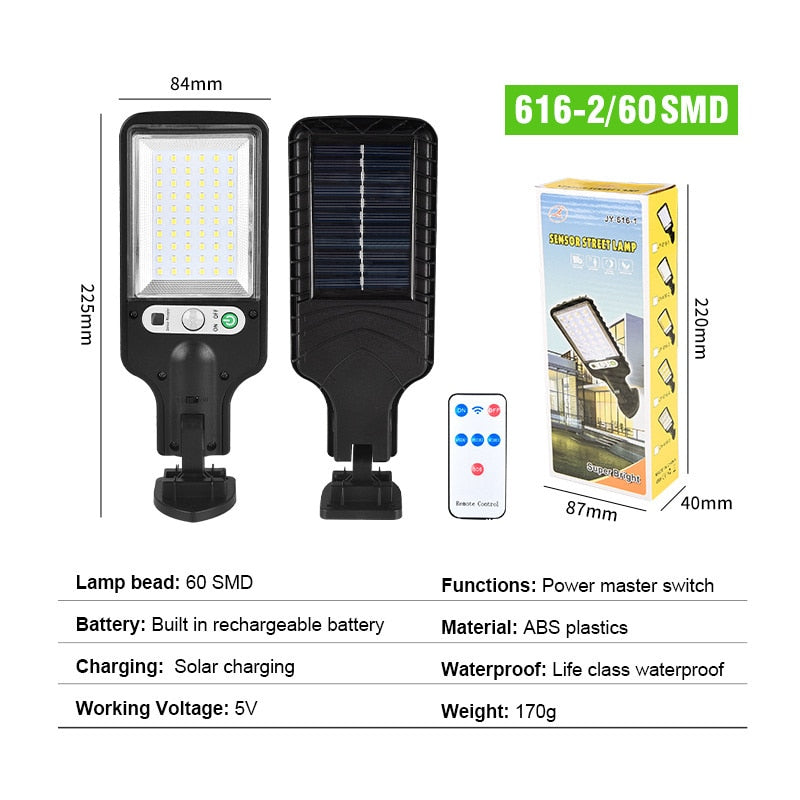 Lâmpada de LED solar PDQ com controle remoto, ideal para energia solar para ambientes externos