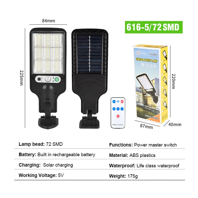 Lâmpada de LED solar PDQ com controle remoto, ideal para energia solar para ambientes externos.