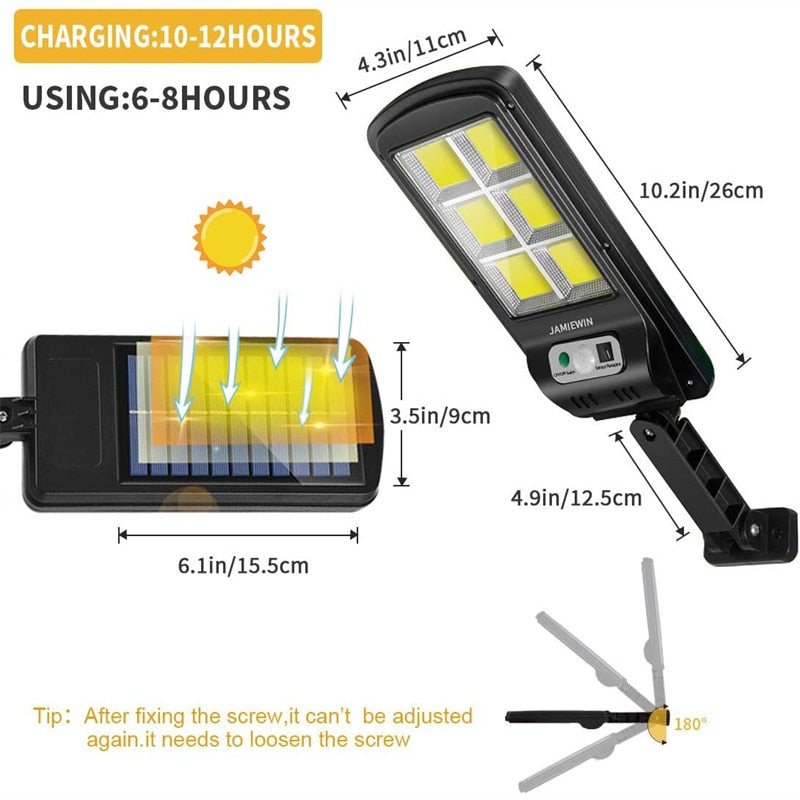 Lâmpada de LED solar PDQ com painel solar e iluminação potente, ideal para energia solar para ambientes externos