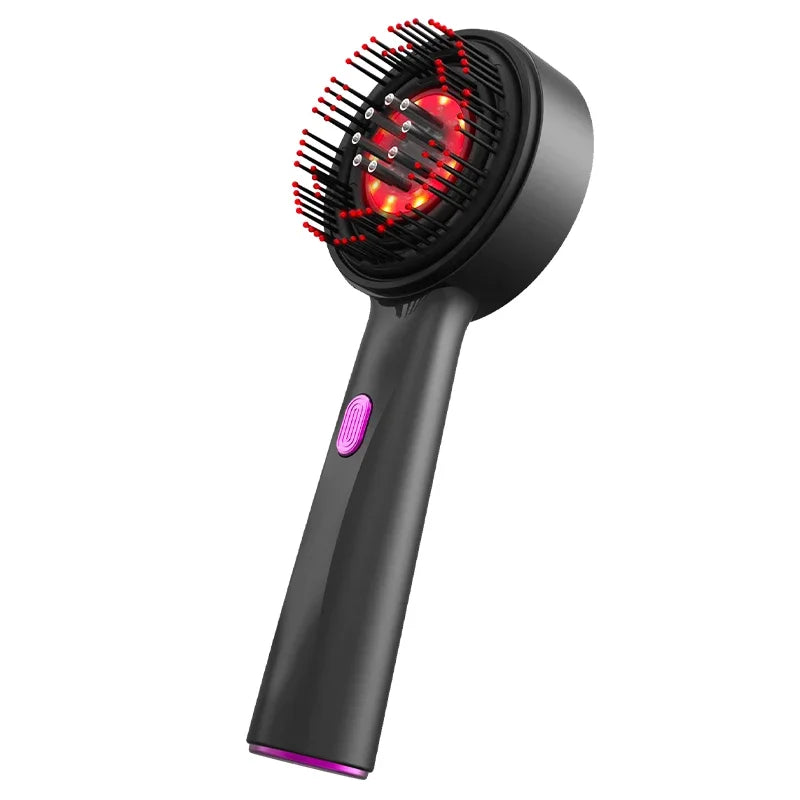 Pente elétrico de massagem PAQIN escova capilar luz vermelha para crescimento com design moderno e botão roxo