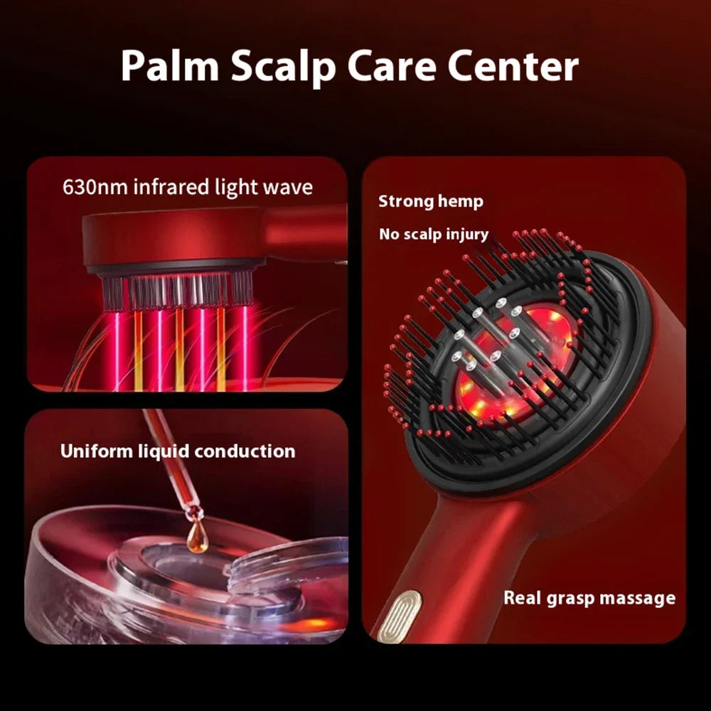 Escova capilar luz vermelha para crescimento PAQIN pente elétrico de massagem com luz infravermelha e massagem no couro cabeludo