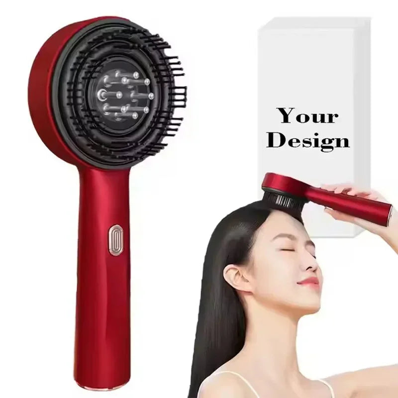Pente elétrico de massagem PAQIN escova capilar luz vermelha para crescimento com design ergonômico em vermelho