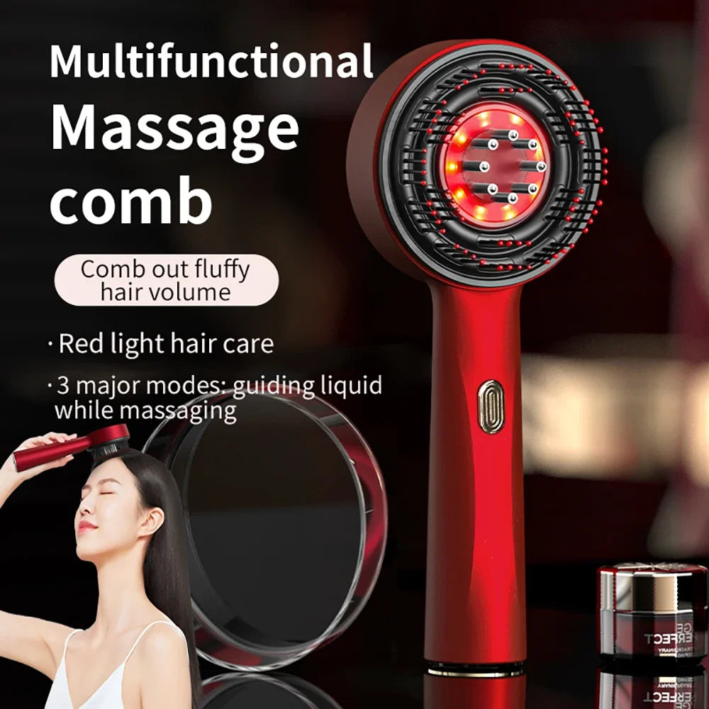 Pente elétrico de massagem PAQIN escova capilar luz vermelha para crescimento de cabelo saudável