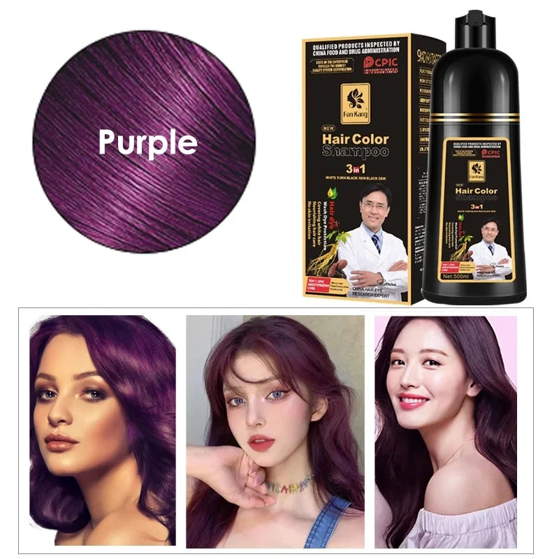 Shampoo de tintura de cabelo Roxo da marca NOENNAME_NULL para cuidados capilares naturais e brilho saudável
