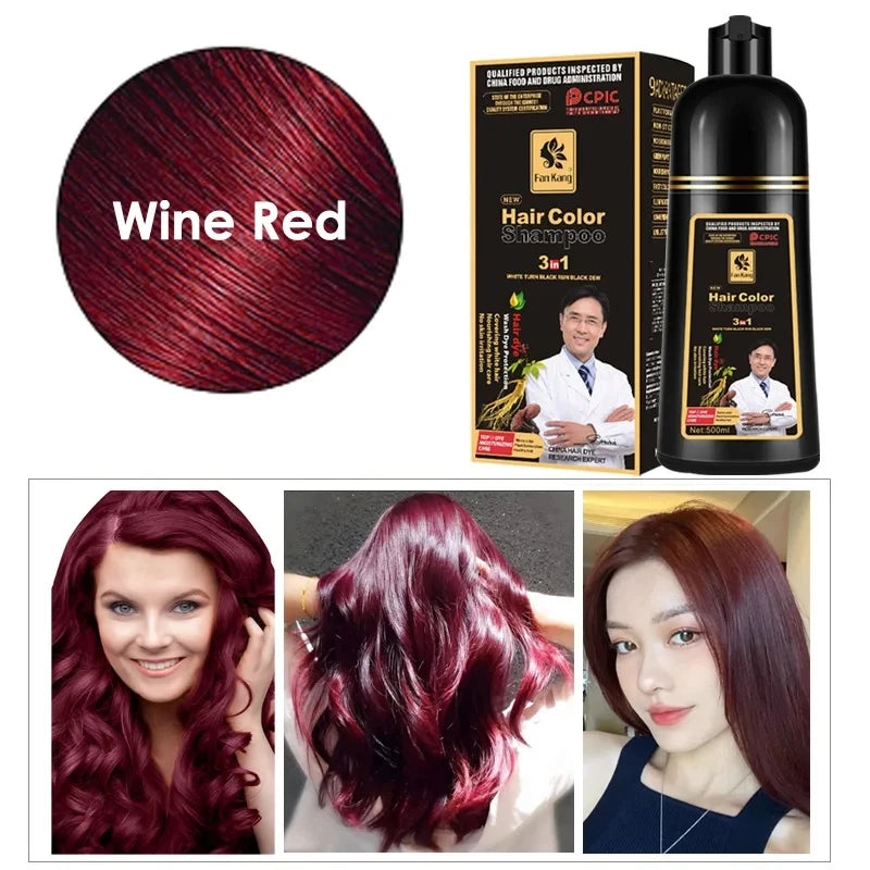 Shampoo de tintura de cabelo NOENNAME_NULL na cor Vinho Vermelho para cuidados capilares naturais