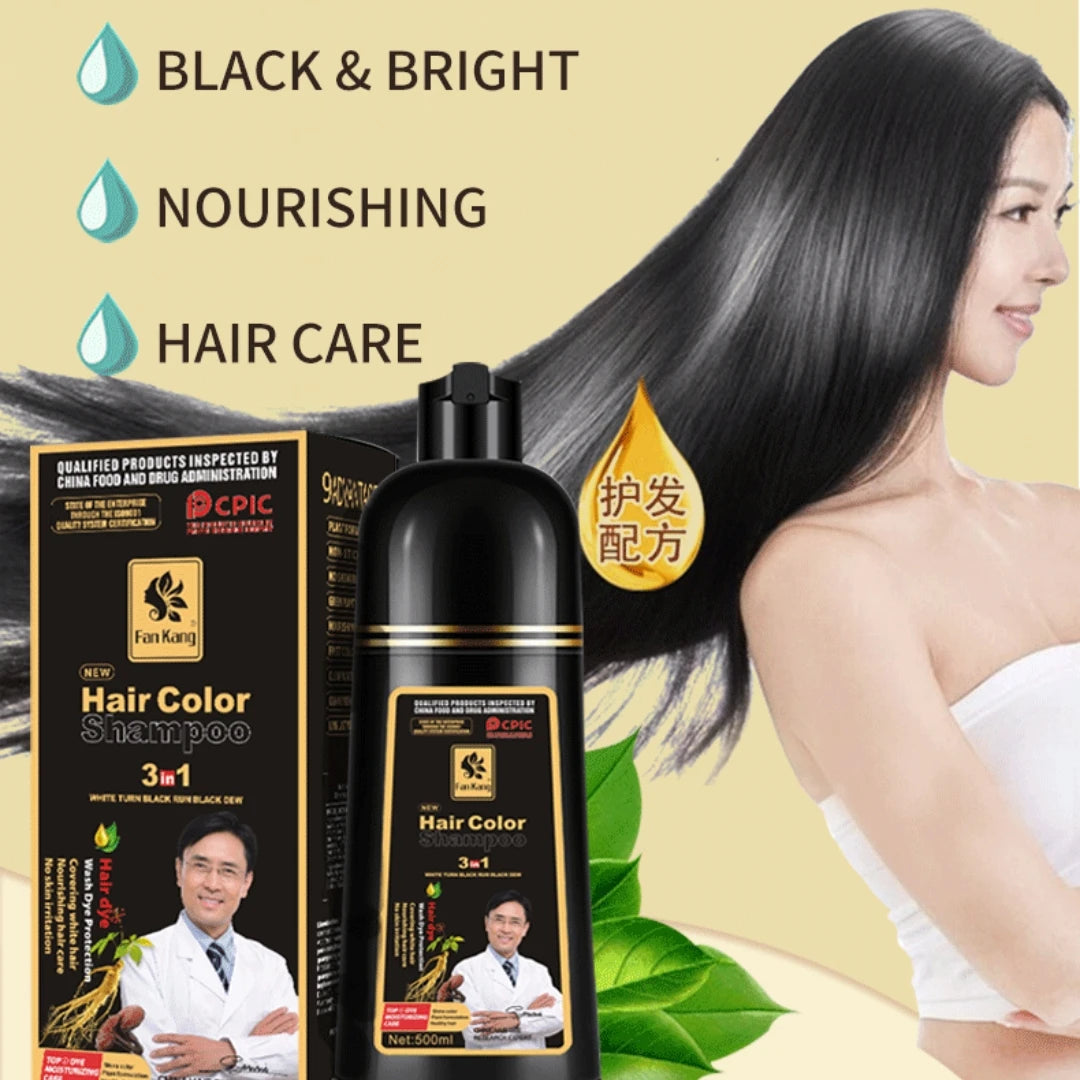 Shampoo de tintura de cabelo Fan Kanj 3 em 1 para cuidados capilares naturais, mantendo os fios brilhantes e saudáveis