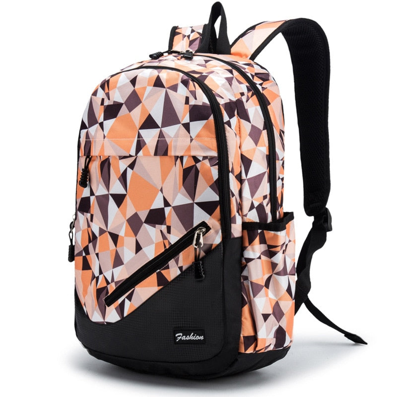 Mochila escolar infantil MJZKXQZ com grande capacidade e design geométrico moderno e colorido