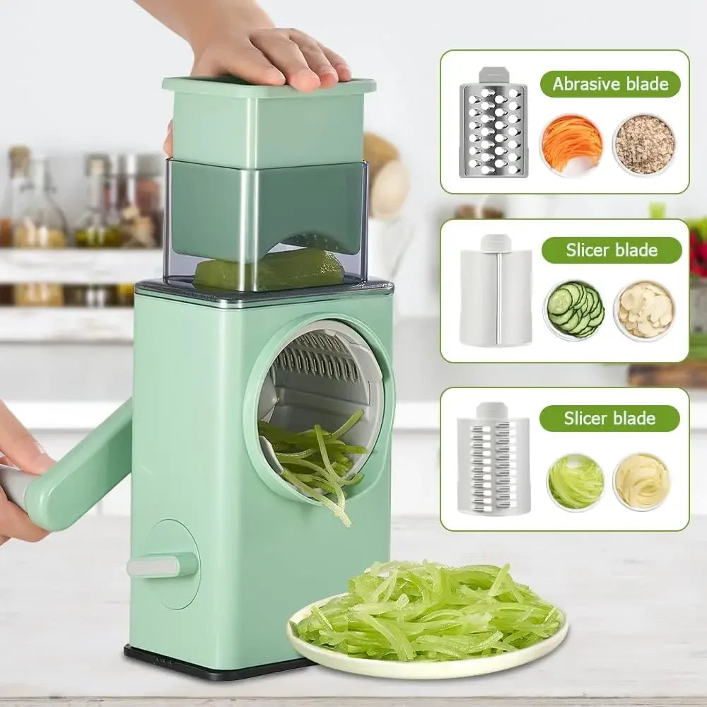 Fatiador de legumes 3 em 1 MZXM com lâminas intercambiáveis para cortes fáceis e práticos na cozinha