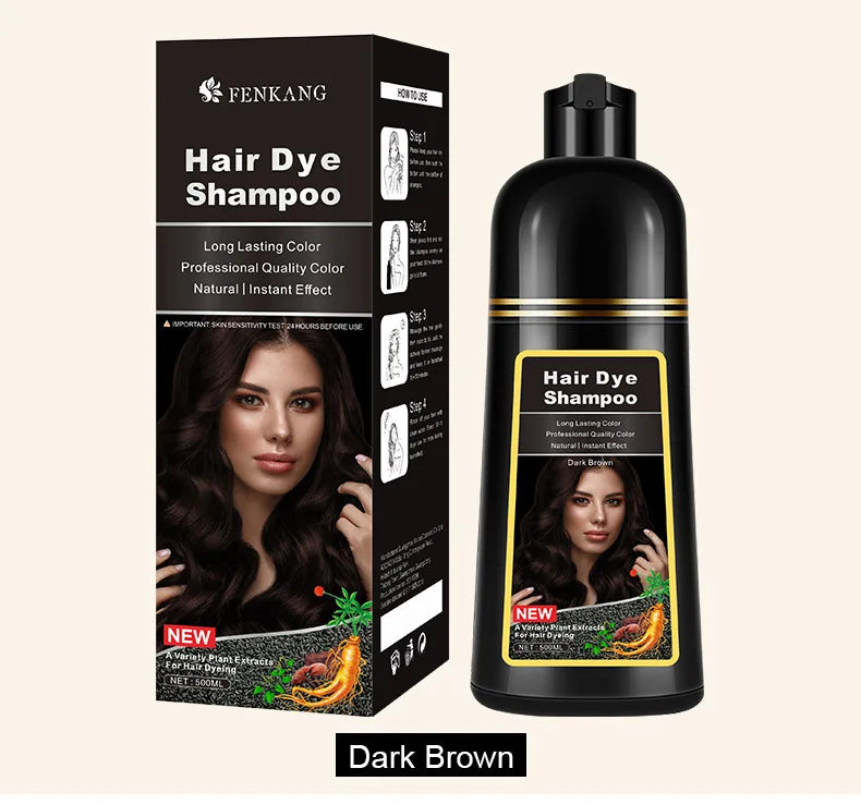 Shampoo de tintura de cabelo com componentes herbais EELHOE na cor marrom escuro para coloração duradoura