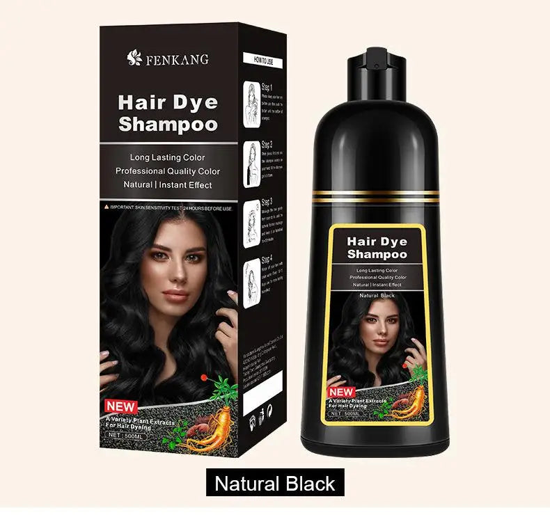 Shampoo de tintura de cabelo com componentes herbais da EELHOE na cor preto natural, promovendo coloração duradoura