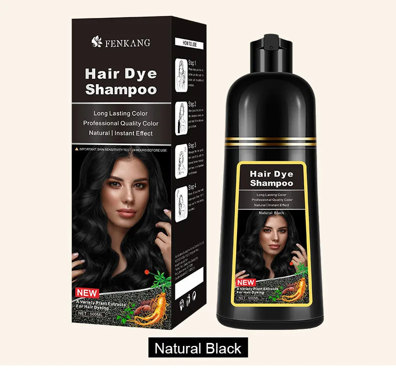 Shampoo de tintura de cabelo com componentes herbais para cor duradoura e efeito natural