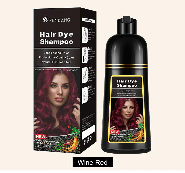 Shampoo de tintura de cabelo EELHOE em cor vinho, com tintura de cabelo com componentes herbais para efeito natural