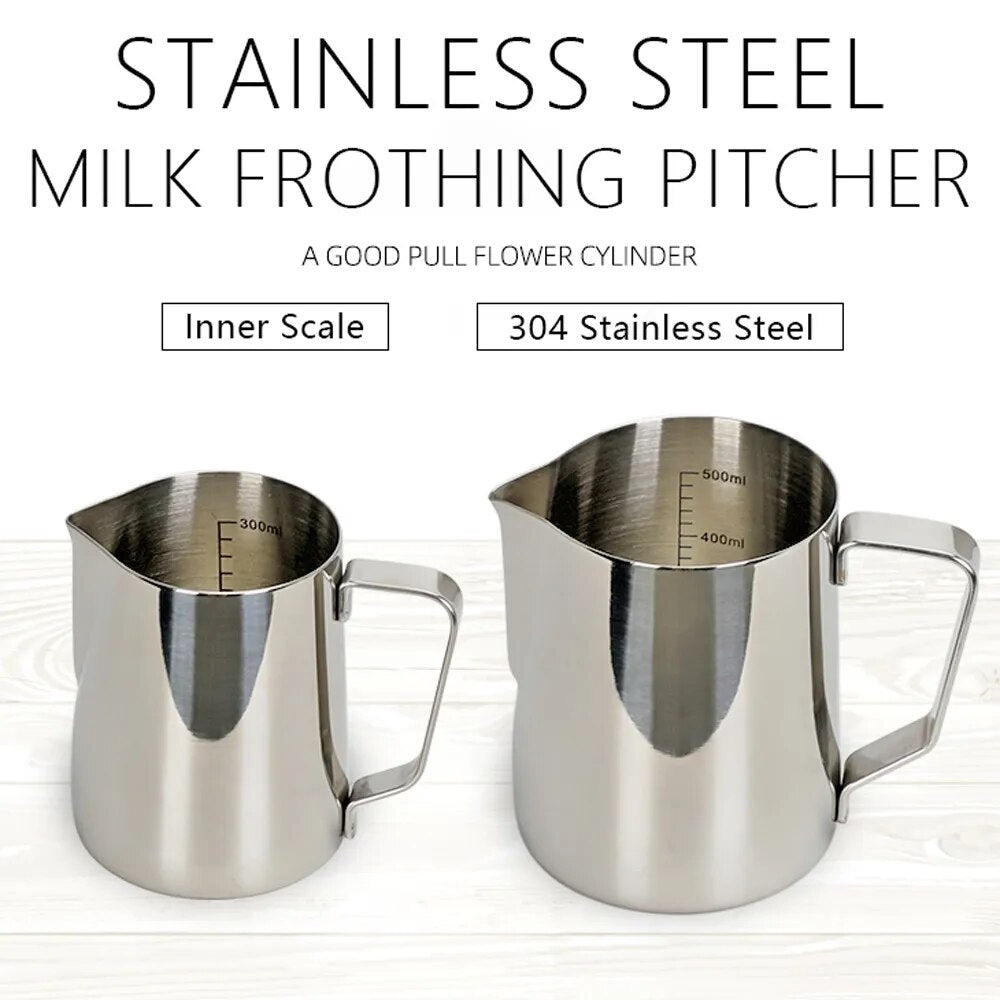 Jarra de leite e café PERFFEE em aço inox com escala interna, ideal para ferramentas barista profissionais