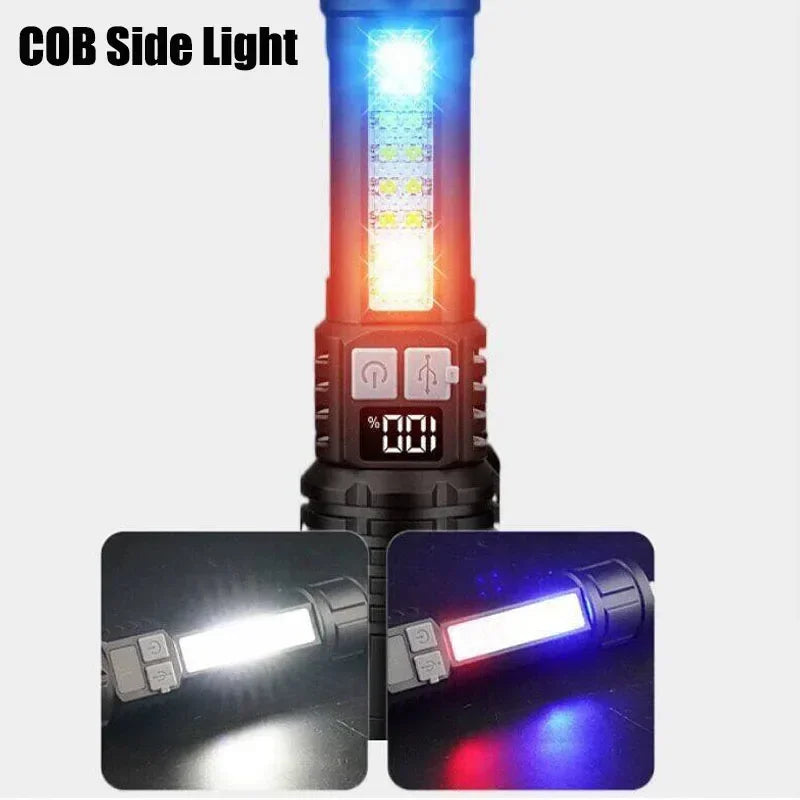 HEINAST lanterna cob potente com luz lateral recarregavel LED alta potencia com display e modos branco e vermelho