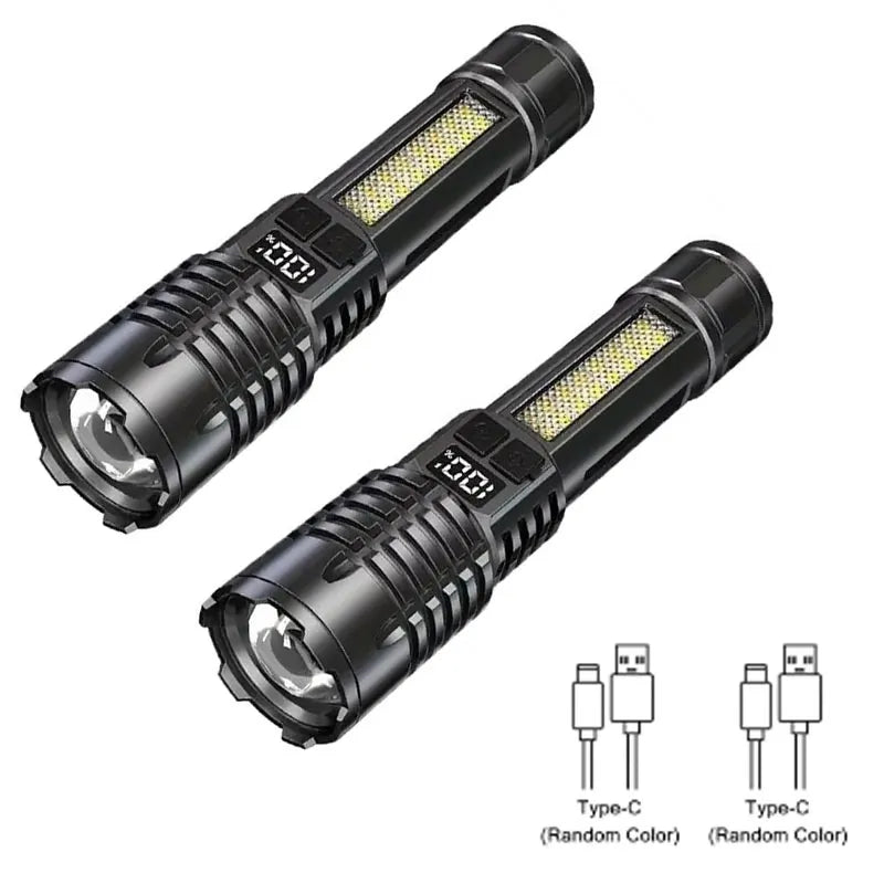 Lanterna HEINAST LED de alta potência lanterna cob potente com luz lateral recarregável USB Type C