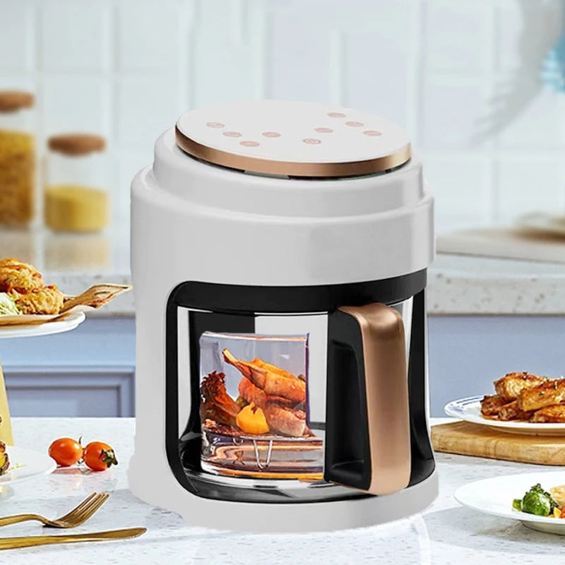 Fritadeira elétrica BALASHOV com tela LED, design elegante e compartimento transparente para fritar alimentos
