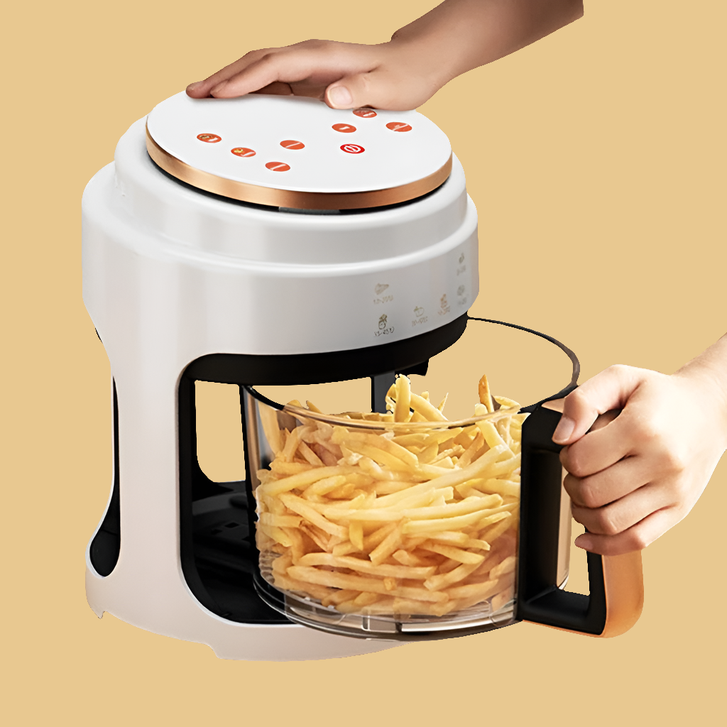 Fritadeira elétrica BALASHOV com tela LED e batatas fritas crocantes na cuba transparente
