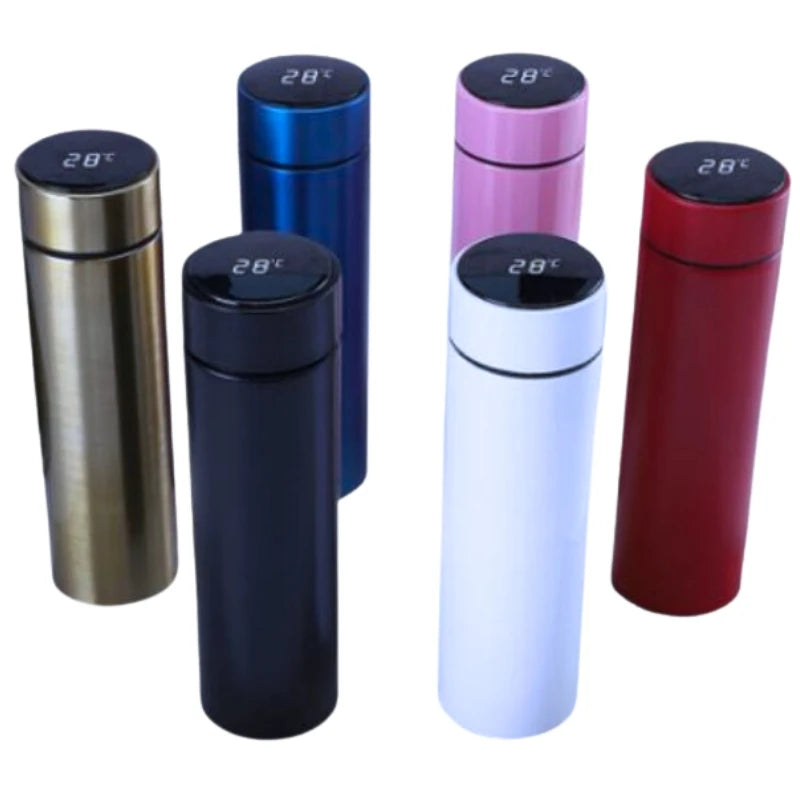 Garrafa inox sensor temperatura disponível em várias cores com display digital para controle de temperatura