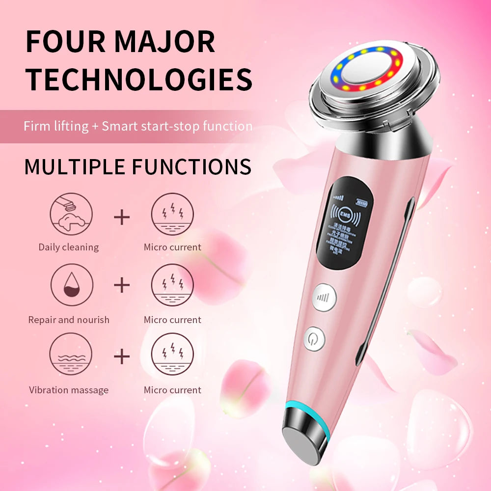 Massageador facial GENNADIYA com tecnologia LED para rejuvenescimento facial LED e funções múltiplas