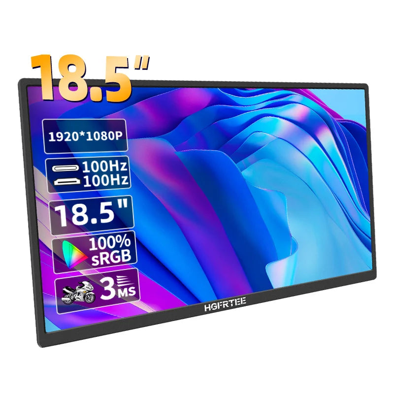 Monitor RGB para jogos HGFRTEE de 18.5 polegadas com resolução 1920x1080 e taxa de atualização de 100Hz