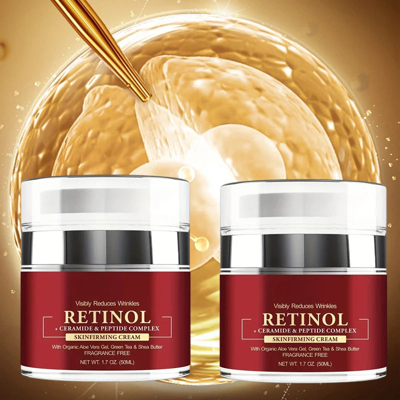 Creme de tratamento hidratante facial firmador com Retinol e complexo de peptídeos para redução de rugas