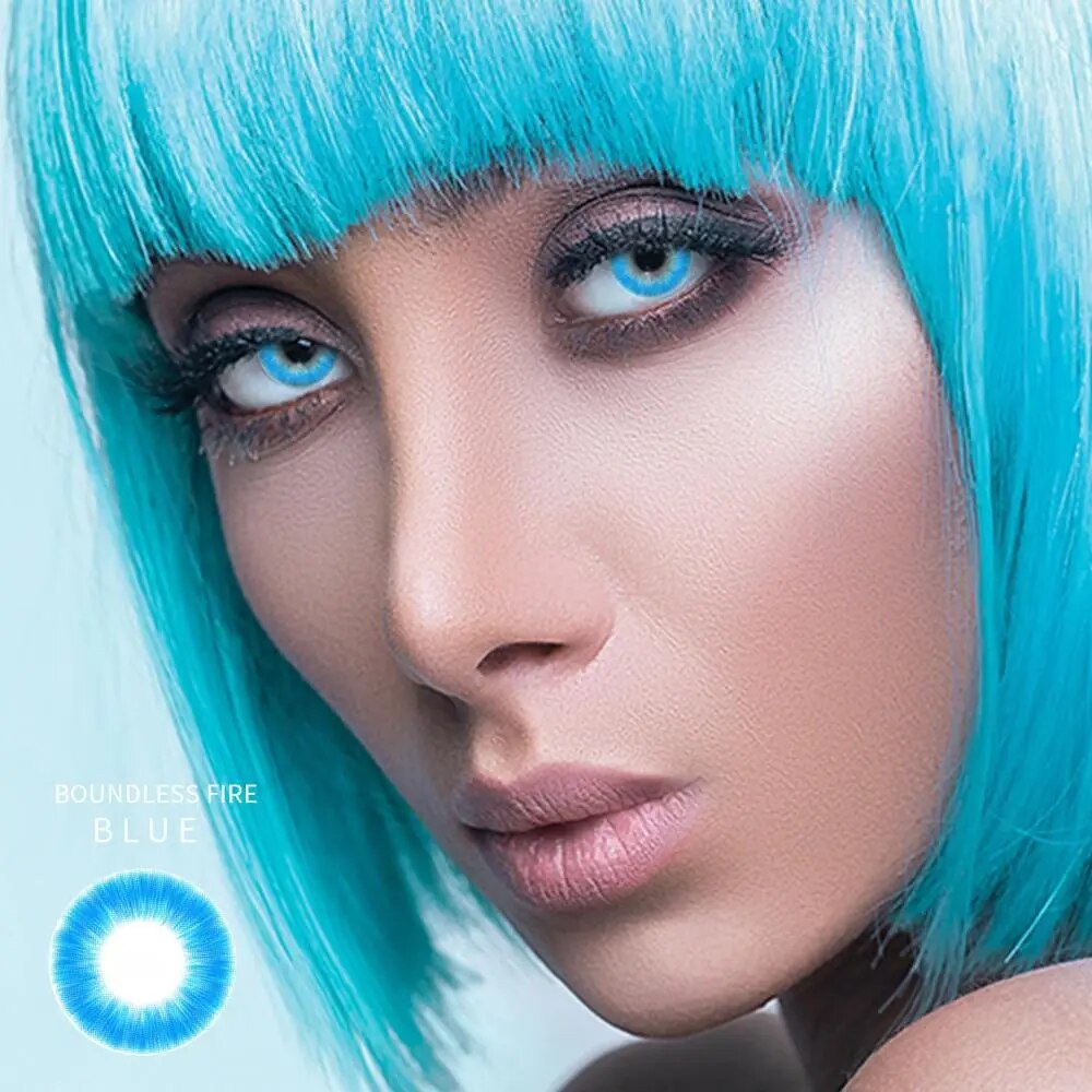 Lentes de contato de olho cor laranja YIWAEYE para cosplay Halloween com efeito vibrante