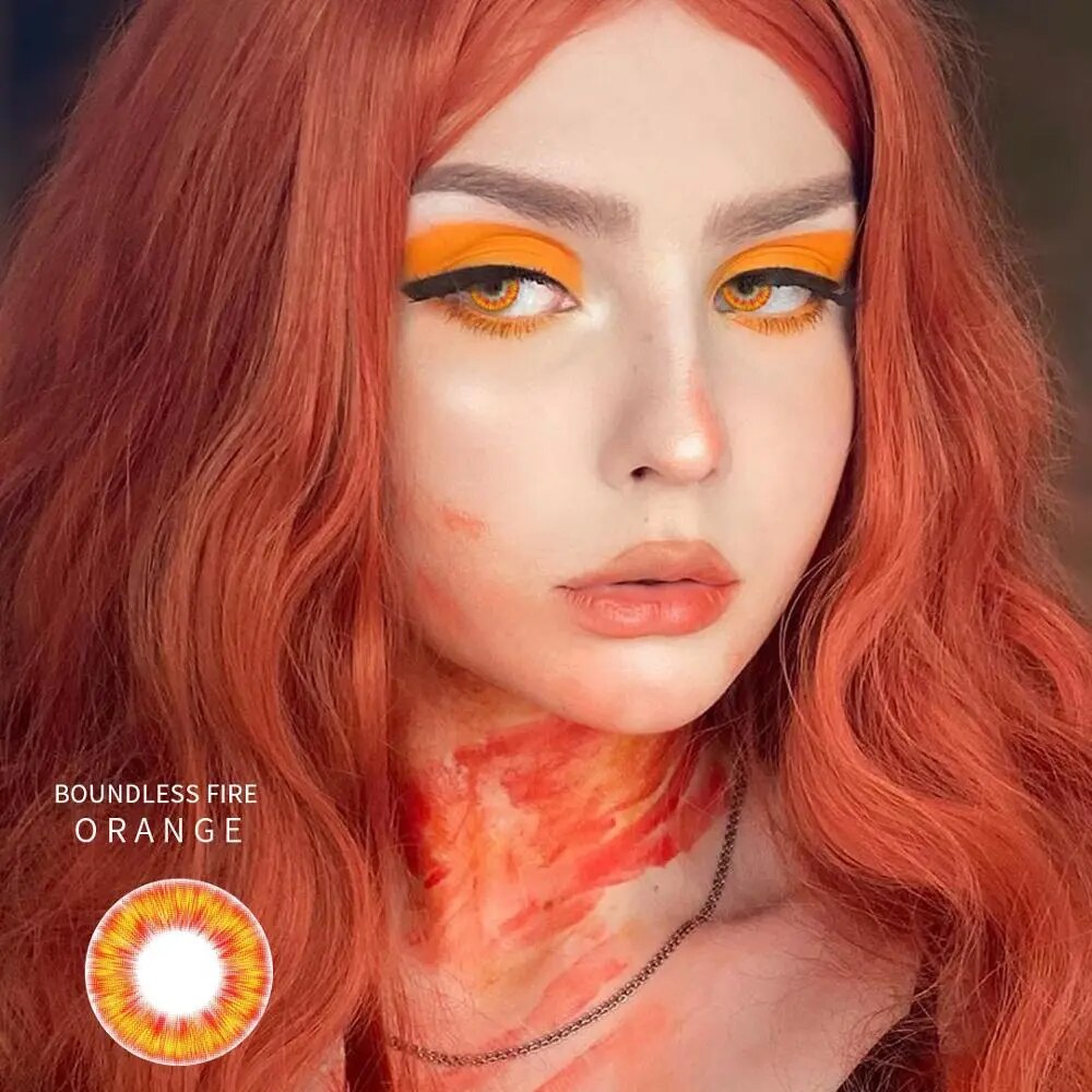Lentes de contato laranja da YIWAEYE, ideais para um look de Halloween e lentes cosplay Halloween