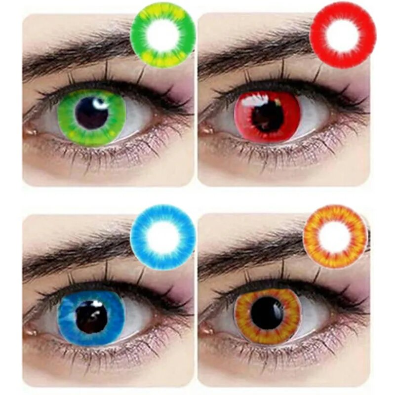 Lentes de contato de olho cor laranja para cosplay Halloween, perfeitas para looks temรกticos e assustadores
