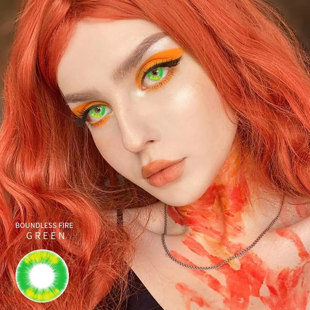 Lentes de contato de olho cor laranja da YIWAEYE, ideais para lentes cosplay Halloween e transformaรงรตes de personagens