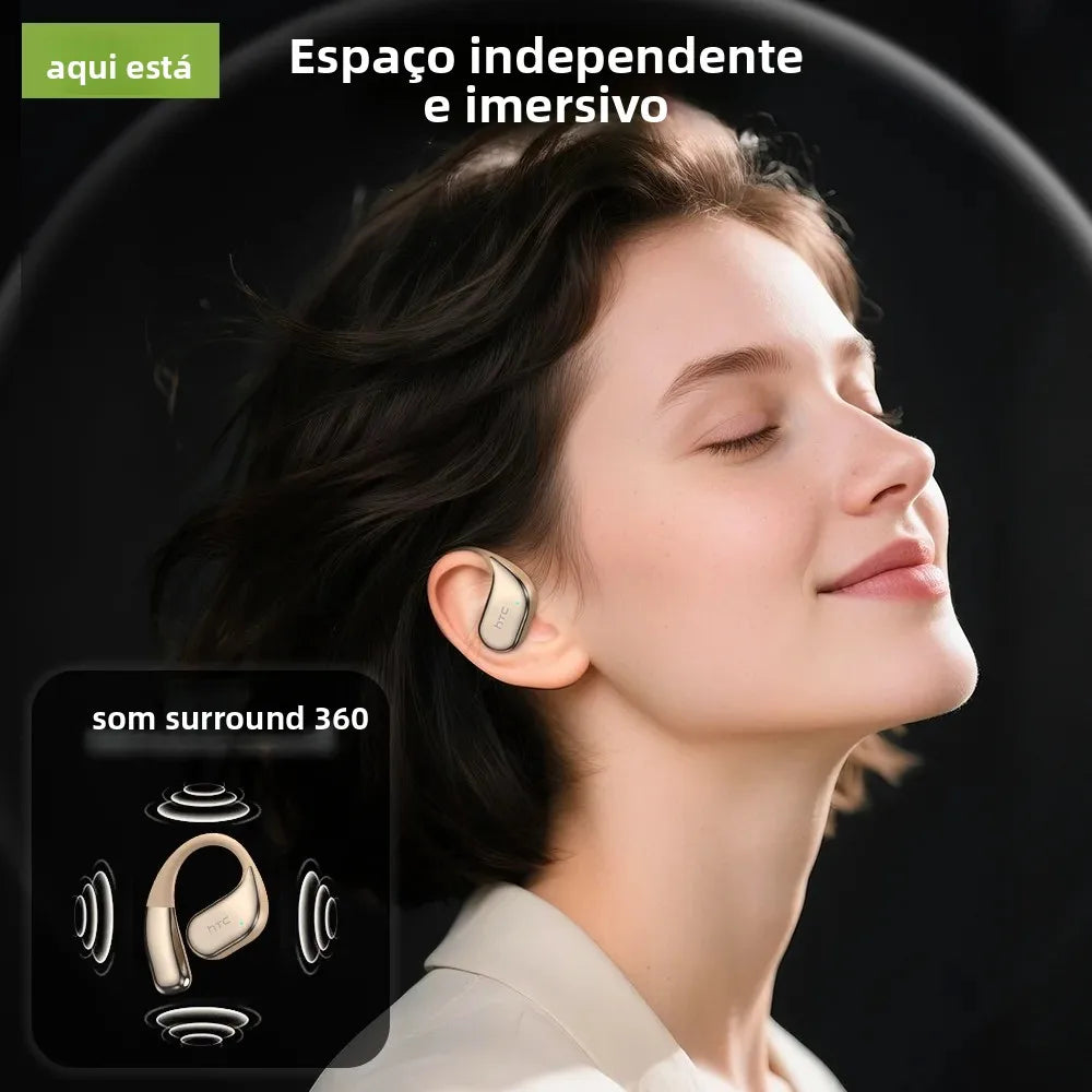 Fone de ouvido bluetooth tradutor HTC com som surround 360 e design imersivo