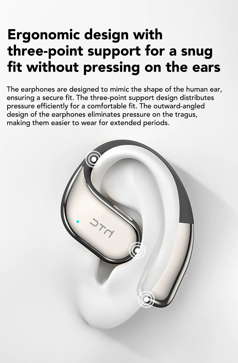 Fone de ouvido bluetooth tradutor com design ergonômico e conforto prolongado para uso diário