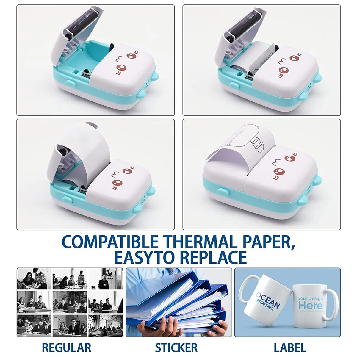 Mini impressora da LEFUXIN para fotos, ideal para iPhone e Android, fácil de usar e trocar papel térmico