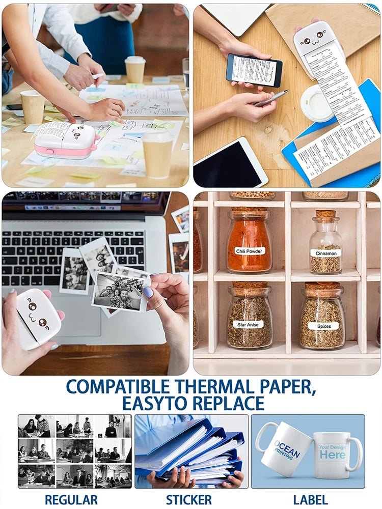 Mini impressora LEFUXIN portátil, ideal como impressora de fotos para iPhone e Android, usando papel térmico