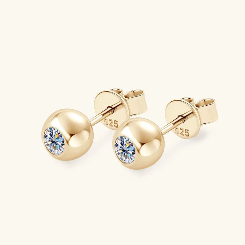 Brincos unisex moissanite com design elegante em ouro 925, ideal para qualquer ocasião