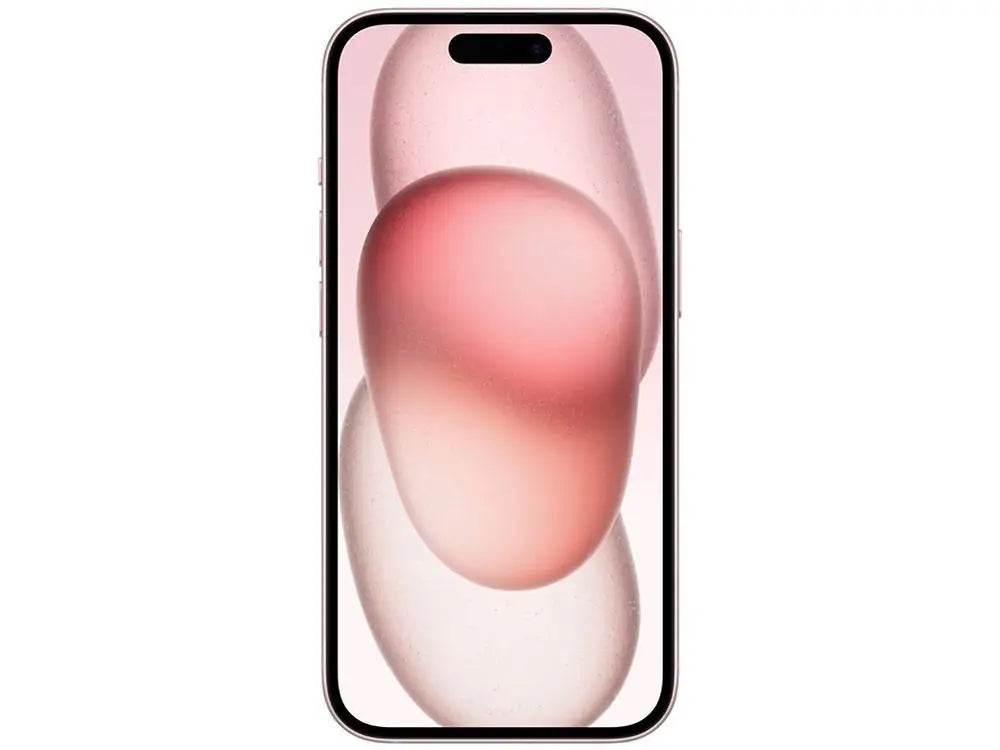 iPhone 15 128GB rosa com tela de alta definição e design elegante ao fundo suave