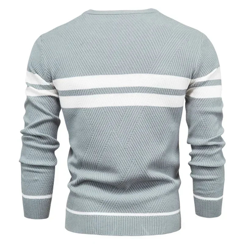 Casaco suéter masculino quente LONSDALE em azul claro com listras brancas para conforto e estilo