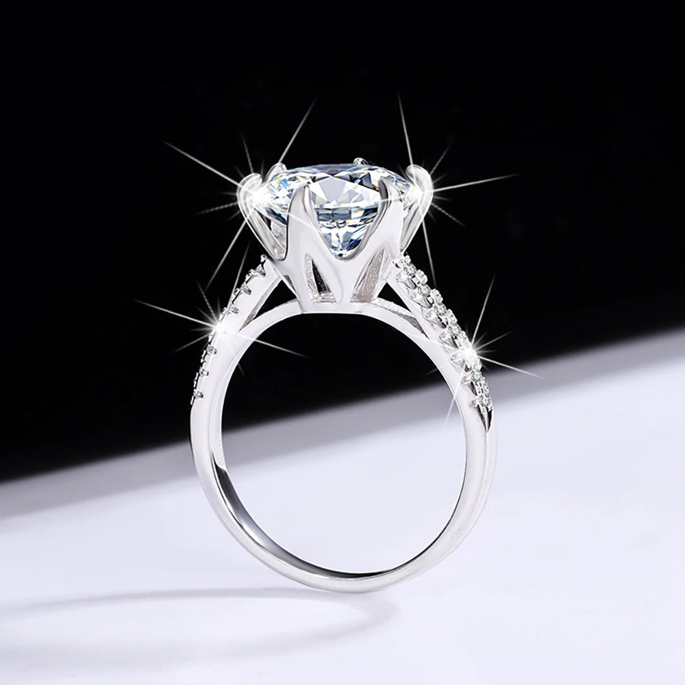 Anel de prata esterlina 925 feminino com pedra grande e detalhes brilhantes para ocasiões especiais