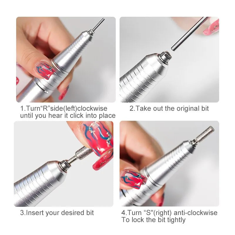 Máquina elétrica de lixar unhas LIMEGIRL com instruções detalhadas para uso do kit de pedicure completo