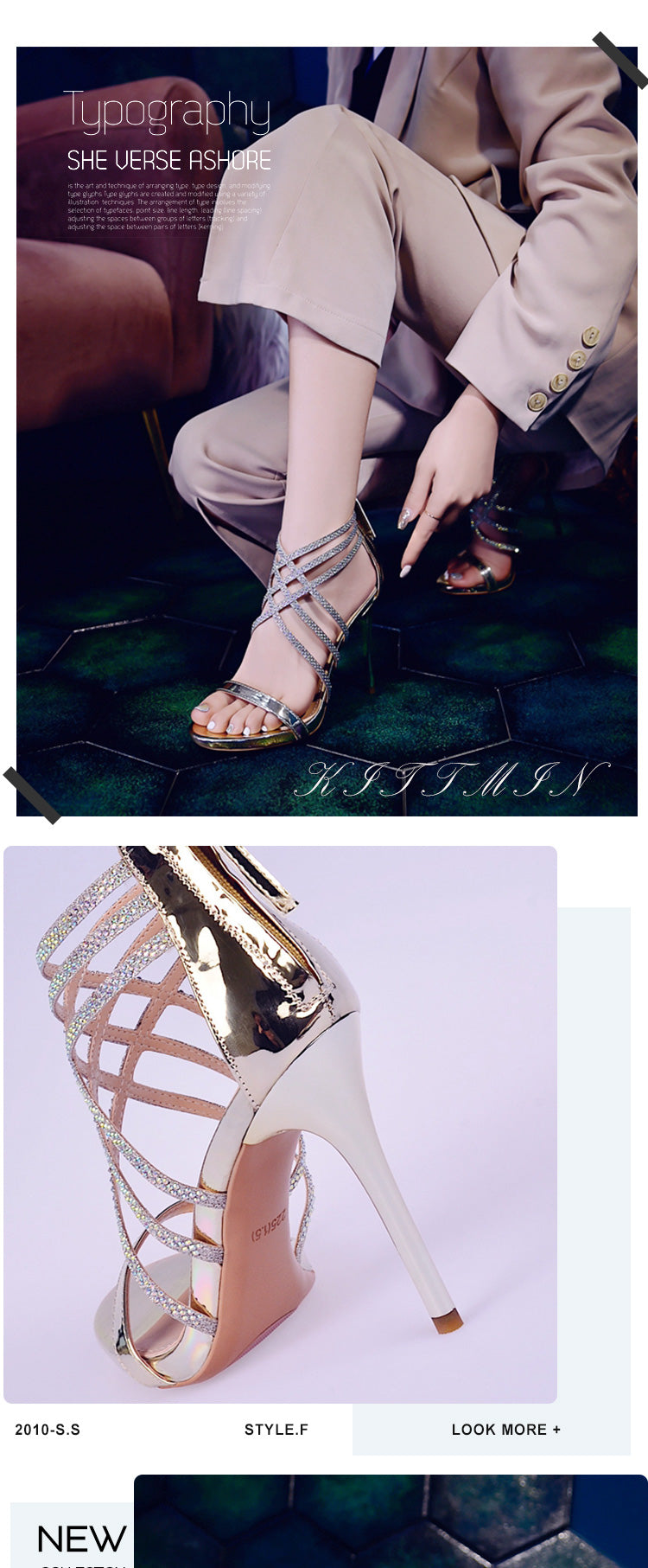 Sandálias femininas KITTMIN com salto alto e design elegante, ideais para comprar sapatos femininos elegantes online.