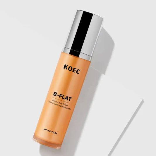 Creme anti estrias BISUTANG B-FLAT em frasco laranja com tampa prateada, ideal como creme para estrias na barriga